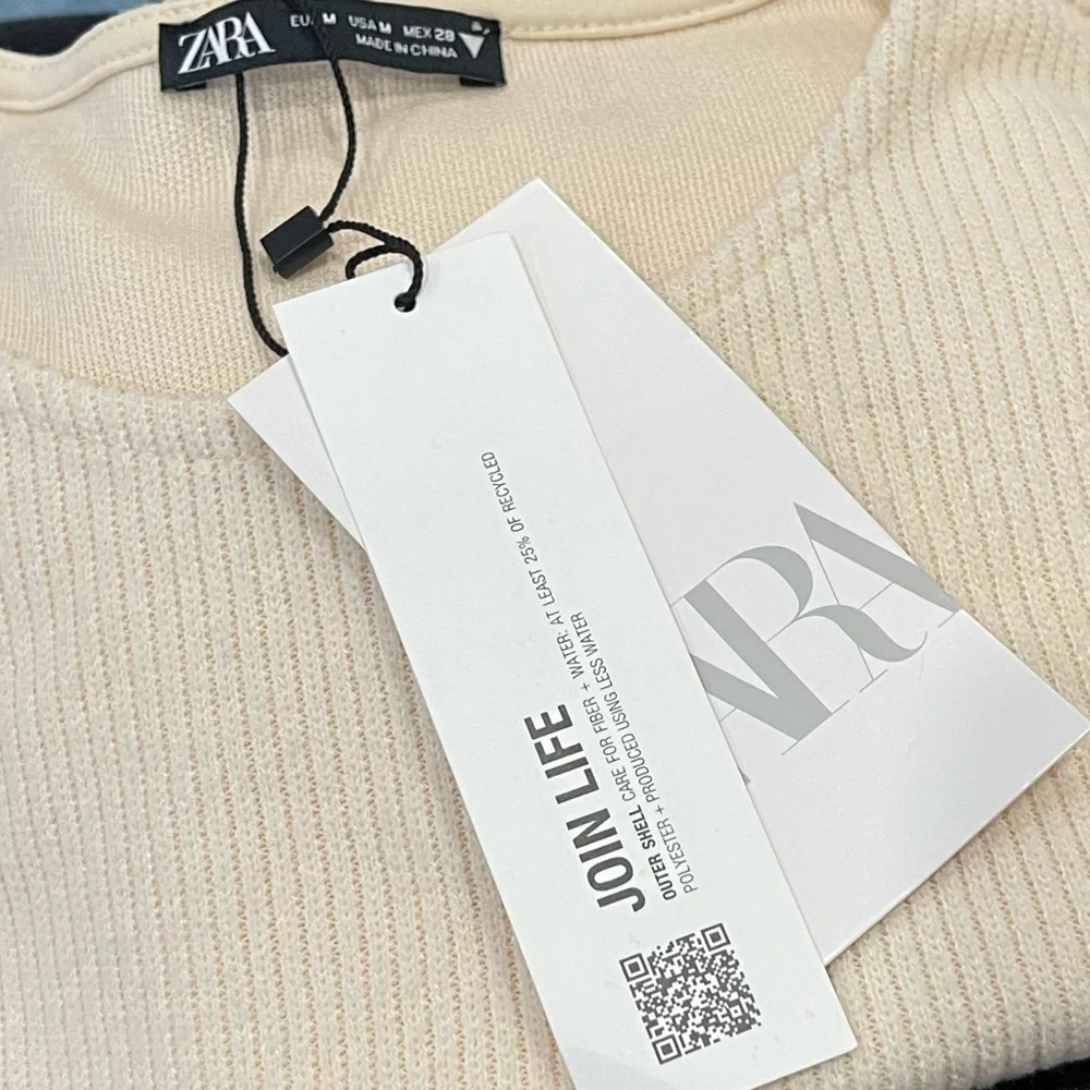Zara SOFT SWEATSHIRT WITH RHINESTONES Pullover Cropped